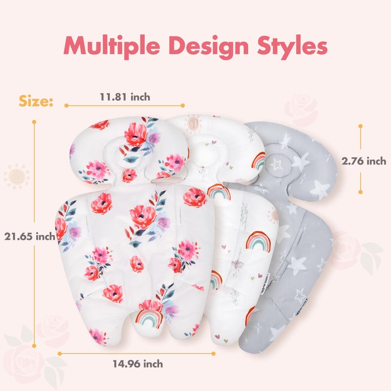 UPPERKIDS Mamaroo Infant Insert Compatible with 4moms Mamaroo & RockaRoo Swing, Mamaroo Newborn Insert with Enlarged Head & Body Support Cushion, Reversible Design, Breathable Soft Fabric with Flowers - Image 5
